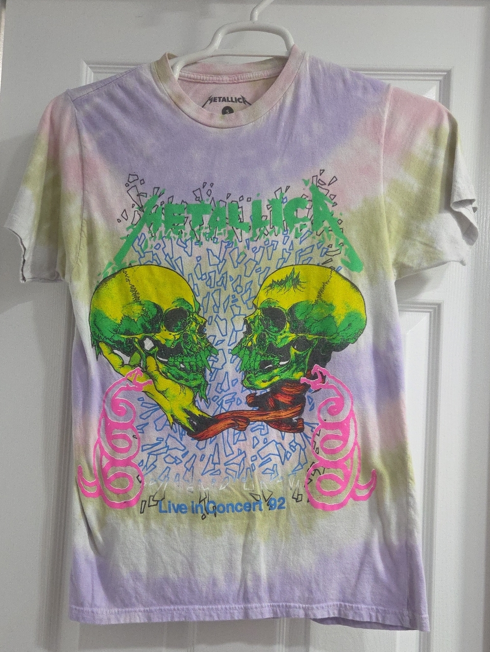 Metallica Women's Tie-Dye Skull Graphic Tee - Pastel Multi - VINTAGE 1992